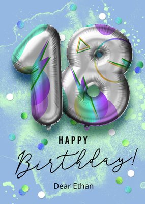 Happy Birthday Silver Balloons 18th Birthday Card