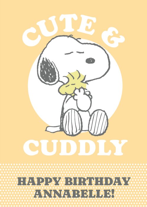 Peanuts Cute And Cuddly Personalised Birthday Card