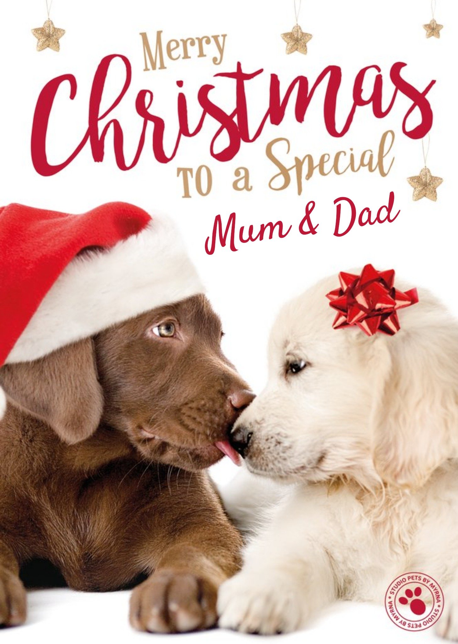 Studio Pets Puppy Kisses Personalised Christmas Card