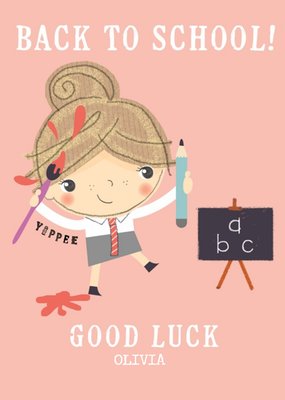 Editable Schoolgirl Back To School Card