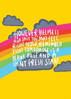 Rainbow Clouds Motivation Tomorrow Blank Page Fresh Start Thinking of You Card