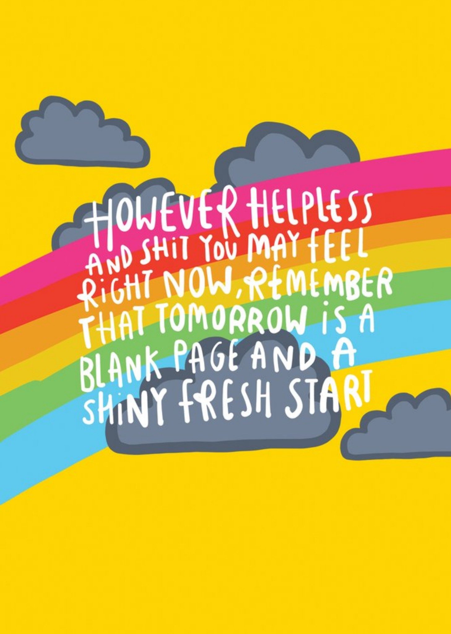 Moonpig Rainbow Clouds Motivation Tomorrow Blank Page Fresh Start Thinking Of You Card
