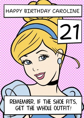 Disney Cinderella If The Shoe Fits, Get The Whole Outfit Personalised Happy Birthday Card