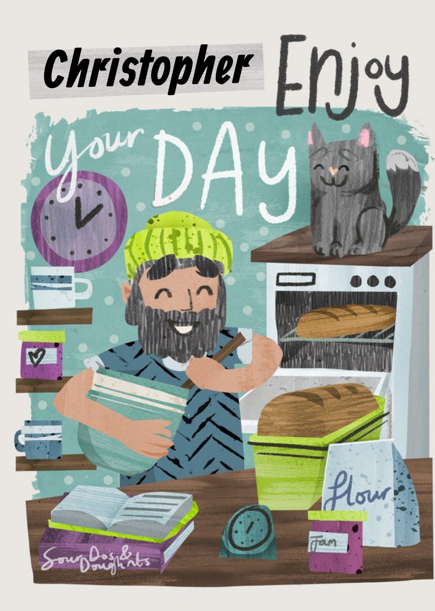 Moonpig Illustrated Man Baking Enjoy Your Day Birthday Card