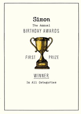 Personalised Birthday Awards First Prize Card