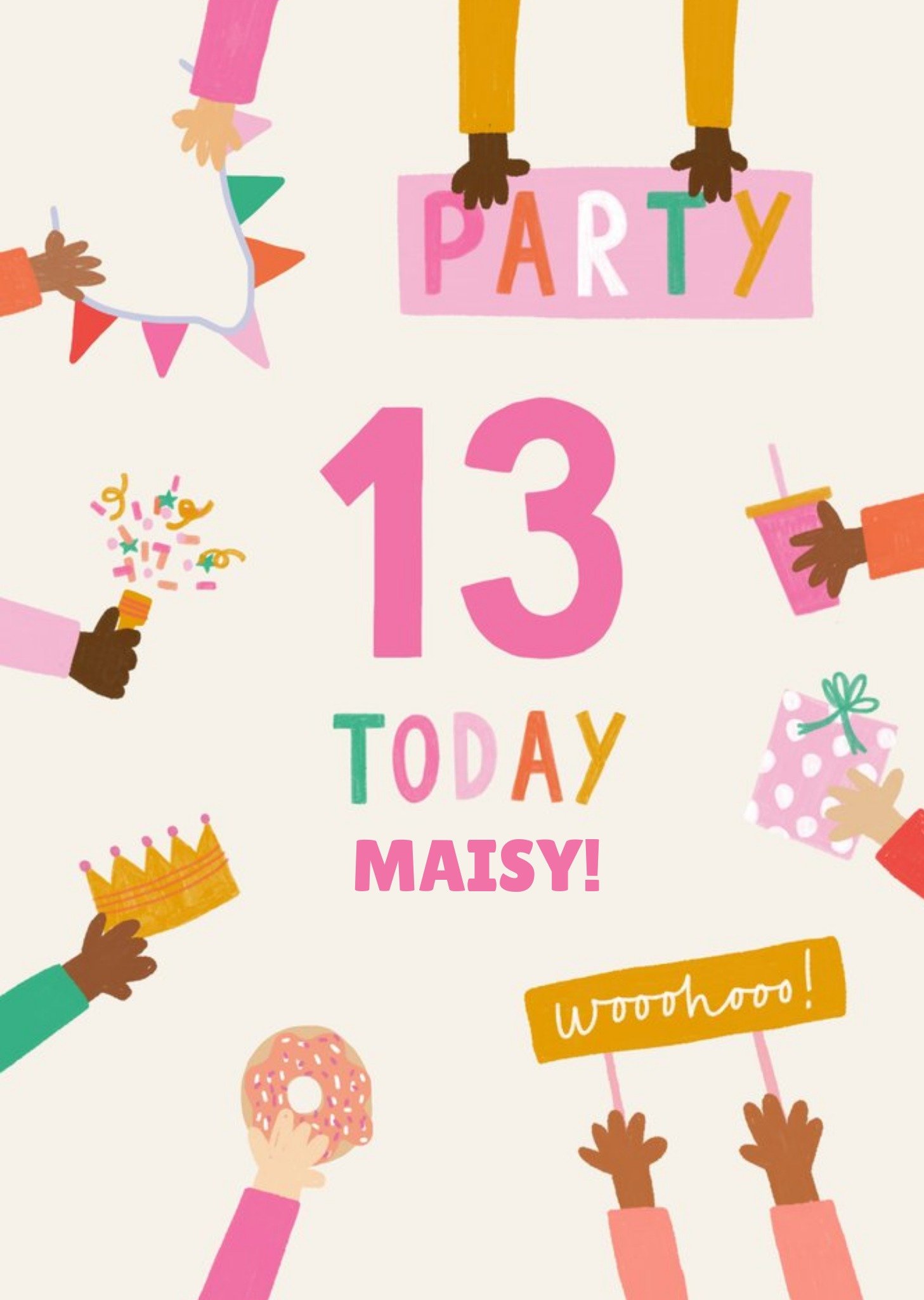 Moonpig Cute Illustrated 13Th Birthday Card