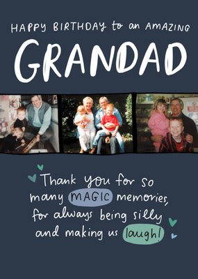 Grandad Thank You For So Many Magic Memories Photo Upload Birthday Card