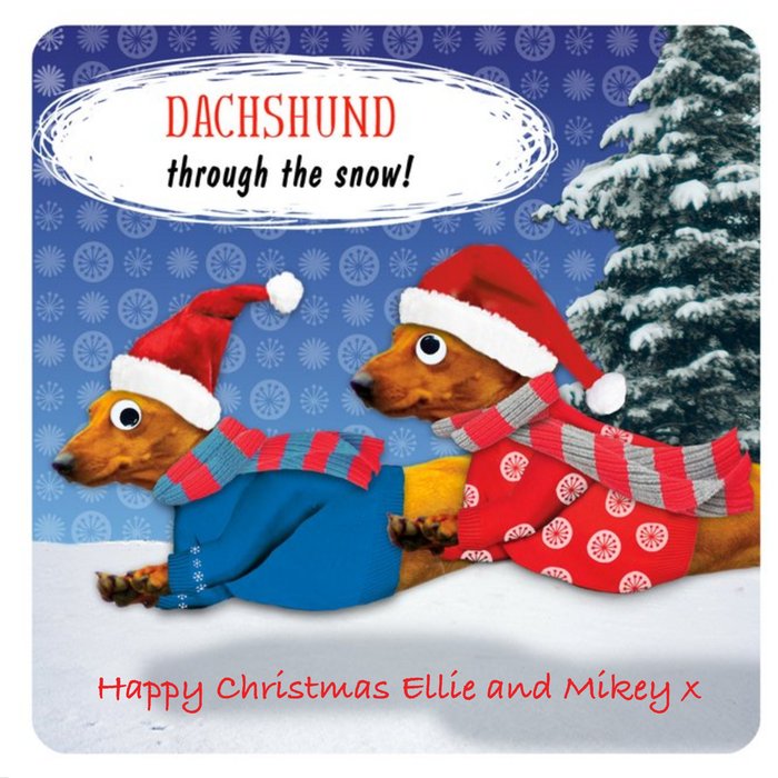 Daschund Christmas Card