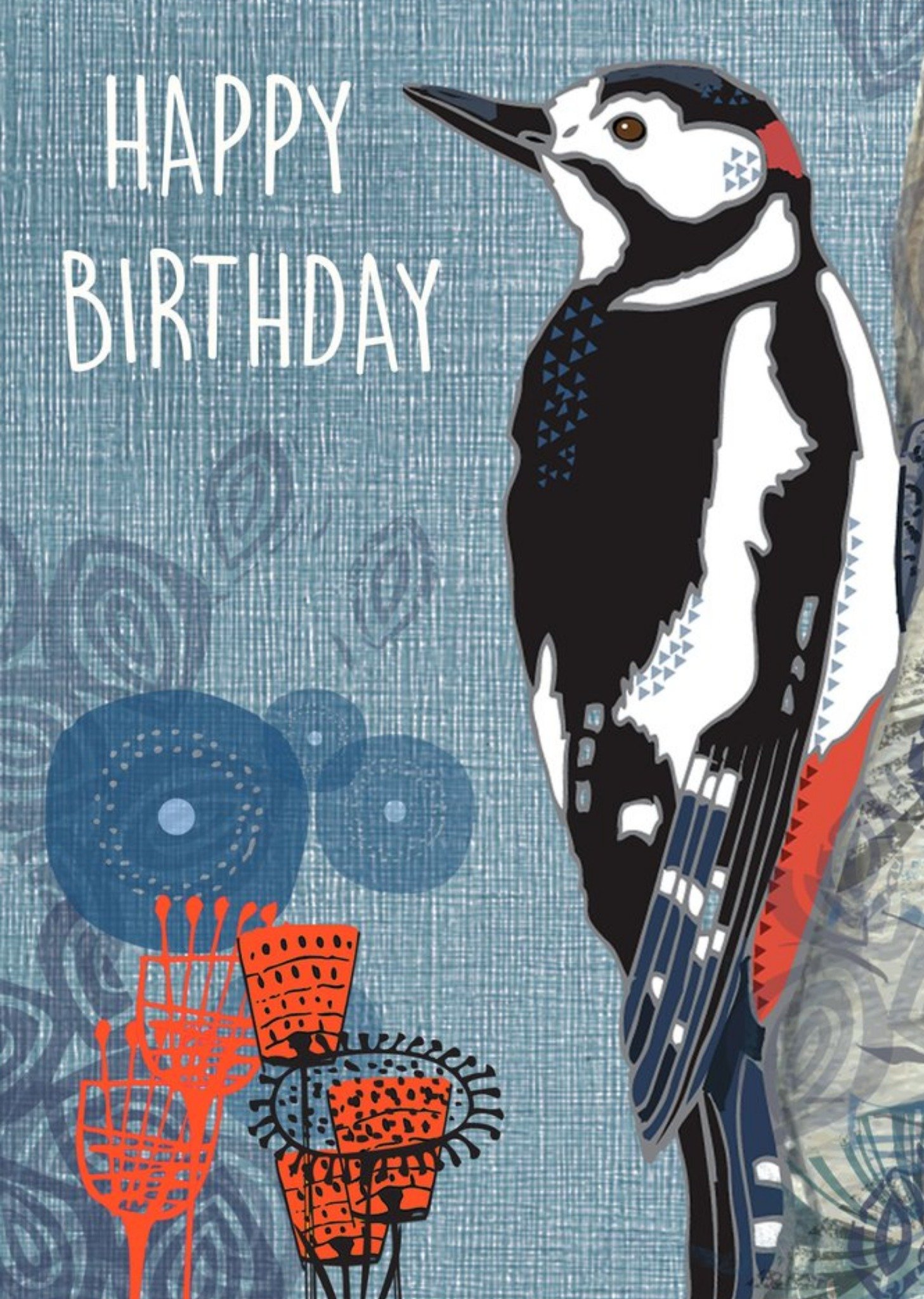 Moonpig Floral Pattern Woodpecker Birthday Card