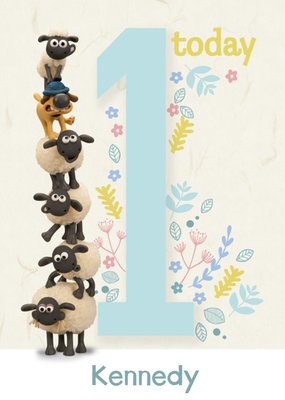 Shaun The Sheep Sheep Stack 1st Birthday Personalised Card