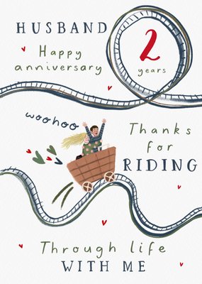 Riding Through Life With Me 2 Years Happy Anniversary Card