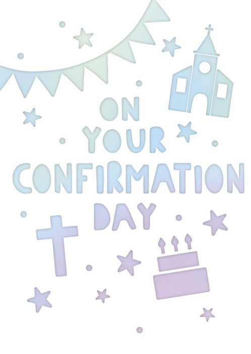 Spot Illustration Of A Church Surrounded By Stars On A White Background Confirmation Card