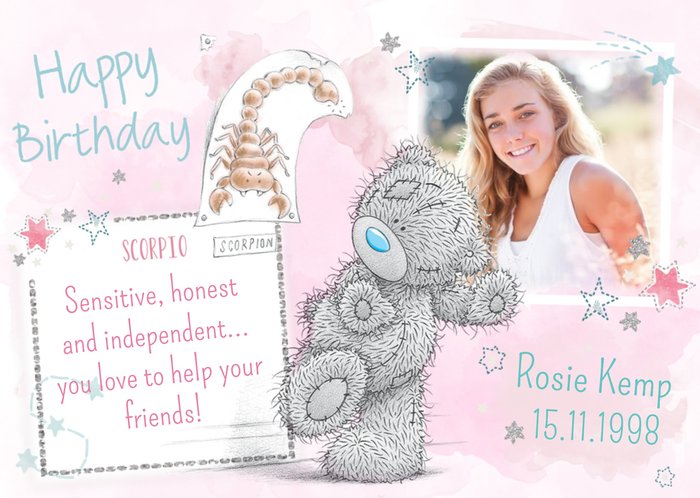 Me To You Tatty Teddy Scorpio Zodiac Happy Birthday Photo Card