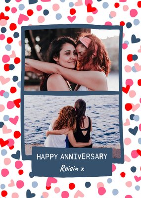 Colourful Confetti Personalised Photo Upload Anniversary Card