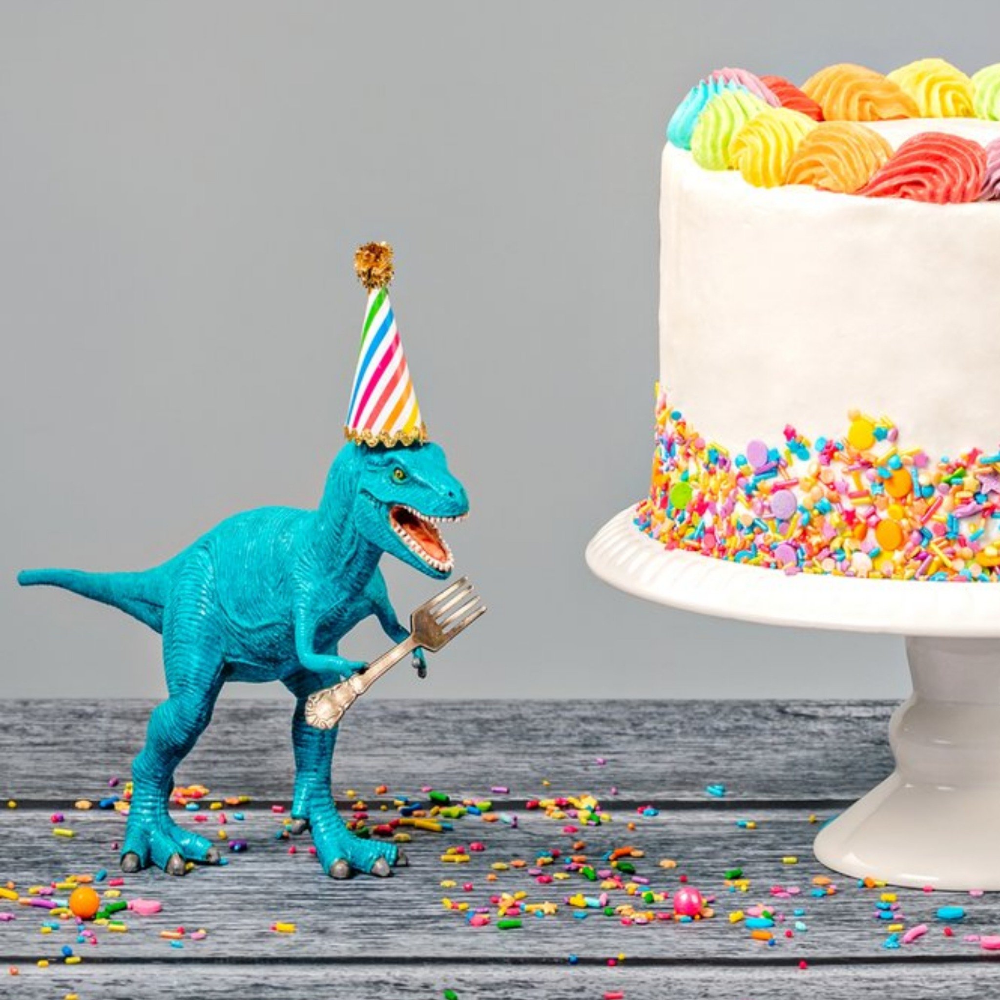 Moonpig Colourful Dinosaur Happy Birthday Cake With Sprinkles Card