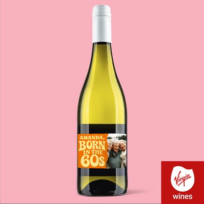 Personalised Photo Born In The 60's Pinot Grigio 75cl