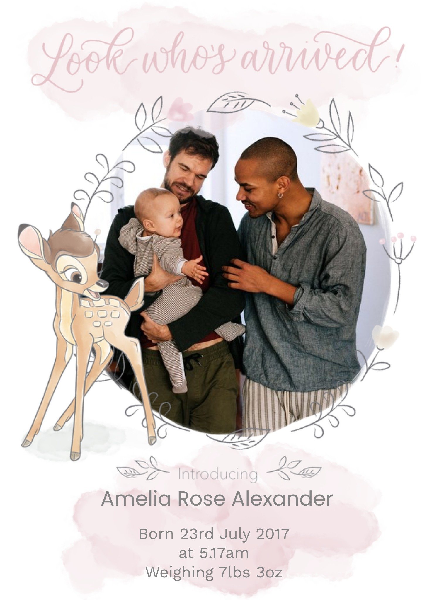 Disney Bambi - New Baby Card - Photo Upload