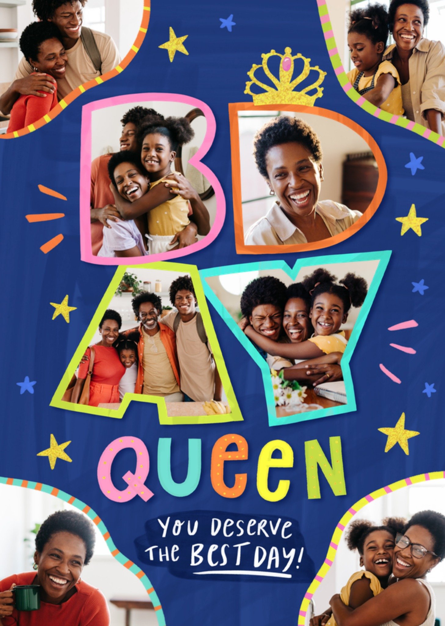 Moonpig Colourful Photo Upload B Day Queen Birthday Card