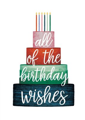 Folio Illustrated Birthday Cake. All The Wishes Birthday Card