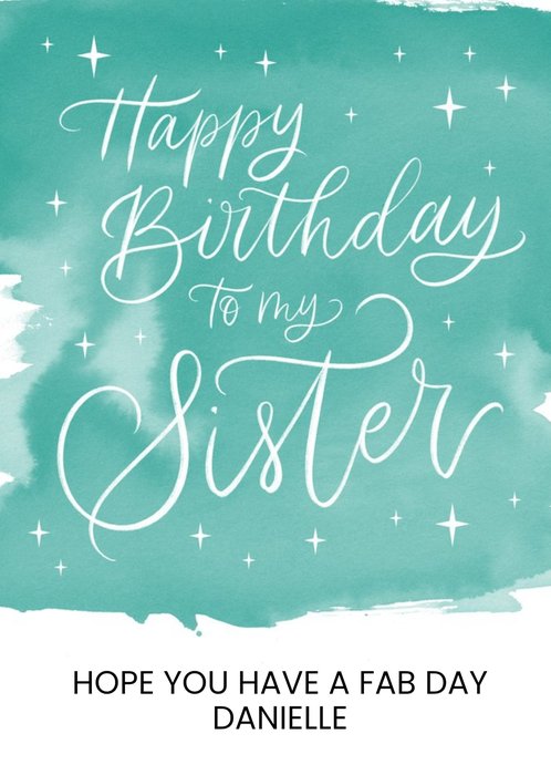 Starry Typographic Customisable Sister Birthday Card