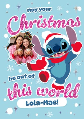 Disney Lilo And Stitch May Your Christmas Be Out Of This World  Photo Upload Card