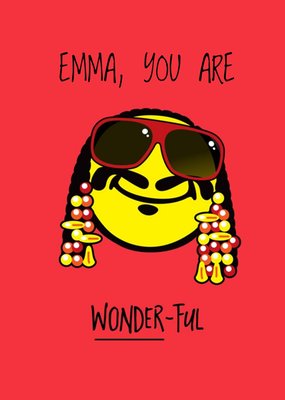 Smiley World - You are Wonder-Ful Birthday Card - Stevie Wonder