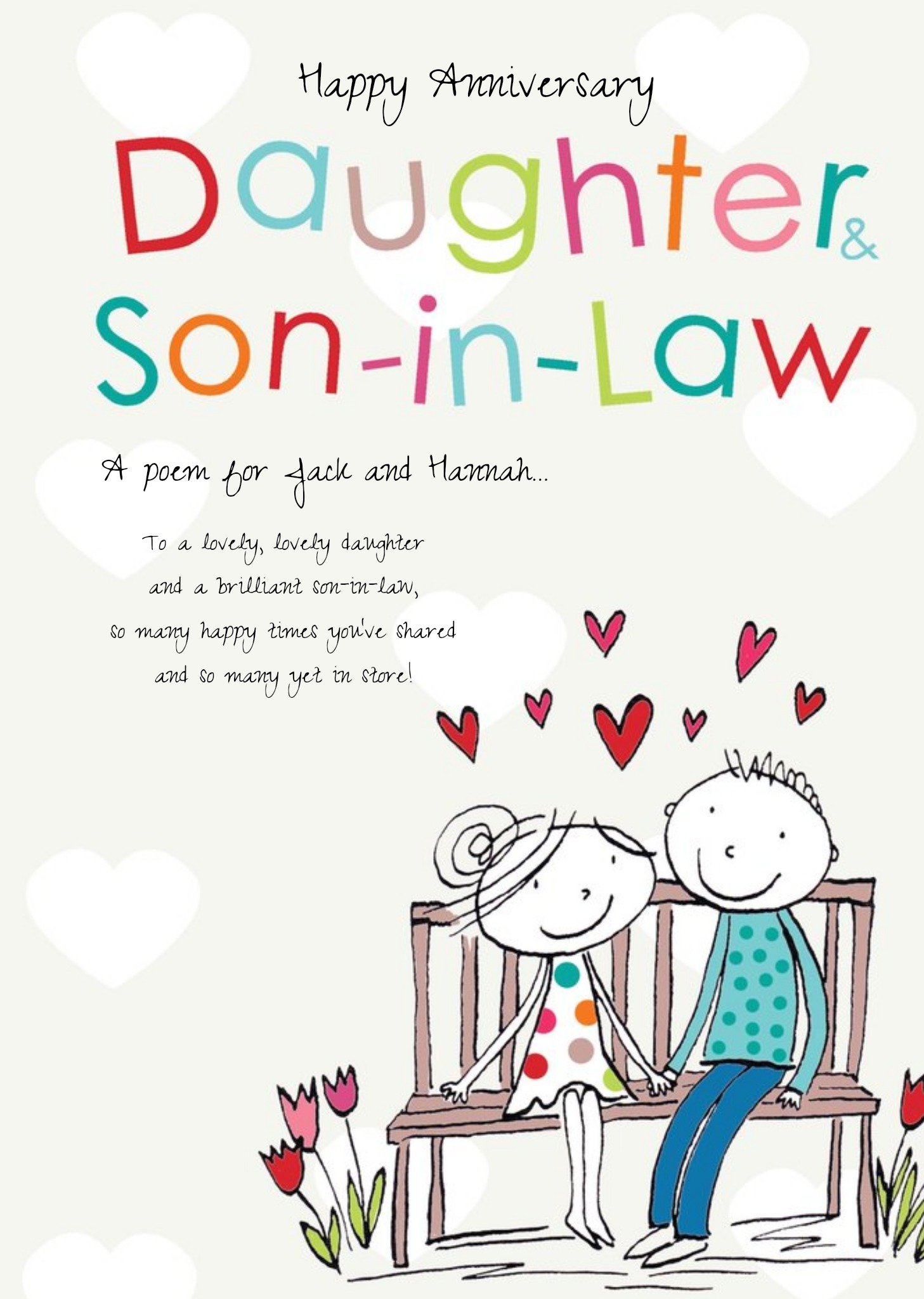 Moonpig A Poem For Daughter And Son-In-Law Personalised Happy Anniversary Card