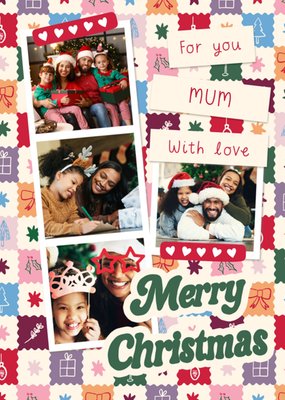 For You Mum With Love Merry Christmas Photo Upload Card