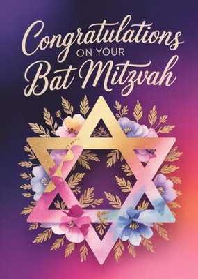 Congratulations On Your Bat Mitzvah Illustrated Card