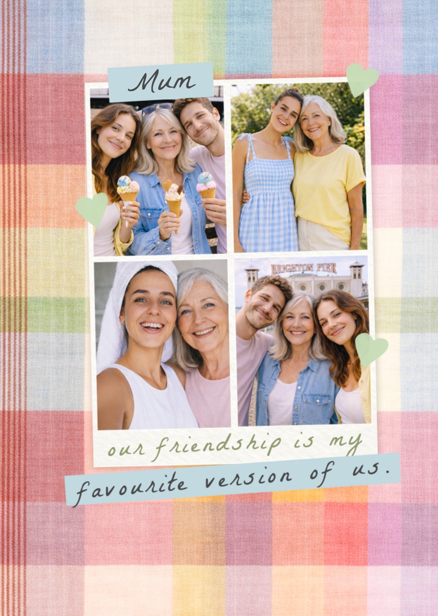 Moonpig Photo Upload Pastel Check Mum Friendship Card