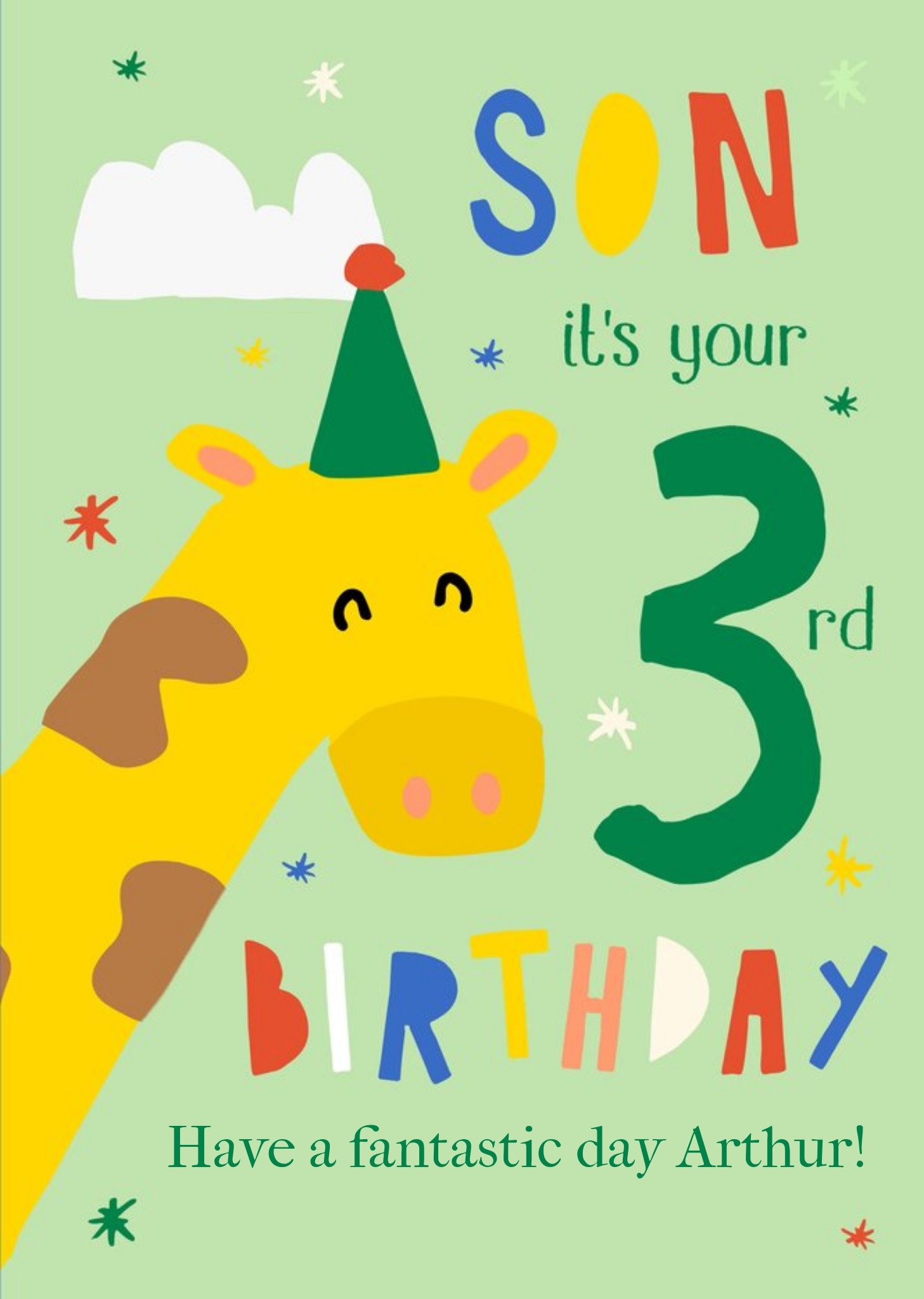 Moonpig Illustrated Giraffe Son Its Your Brthday Card