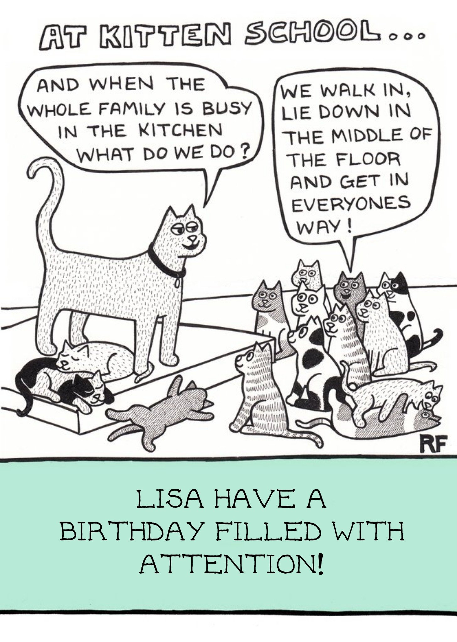 Moonpig At Kitten School Funny Personalised Happy Birthday Card