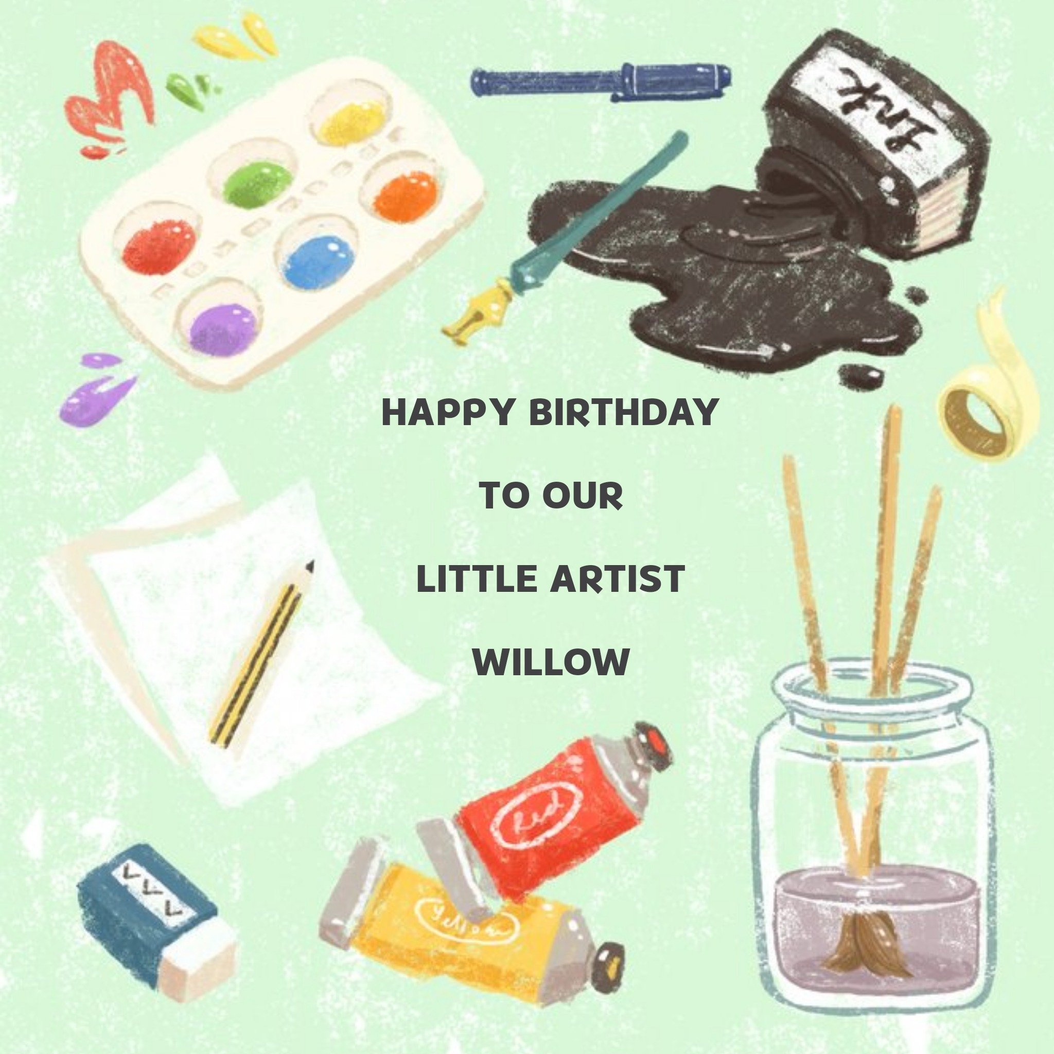 Moonpig Bits And Bobs Little Artists Personalised Card