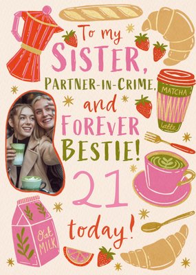 Sister Partner-In-Crime Photo Upload Birthday Card