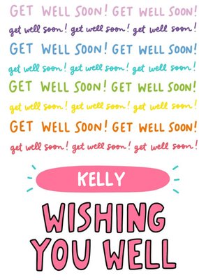 Fun Rainbow Typographic Get Well Soon Card