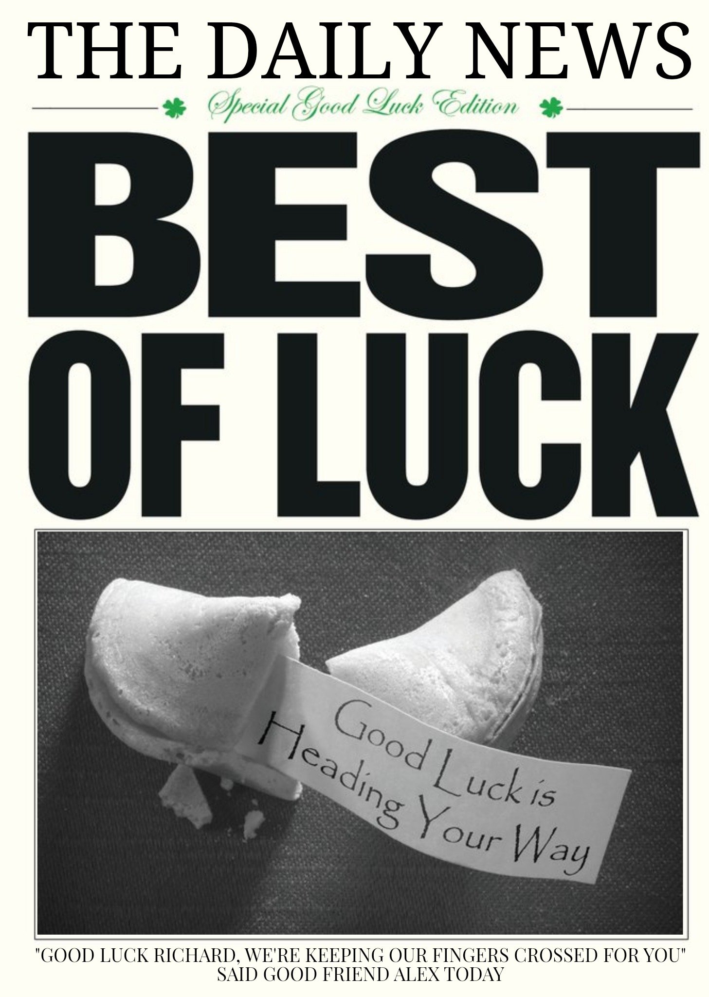 Moonpig The Daily News Best Of Luck Personalised Card