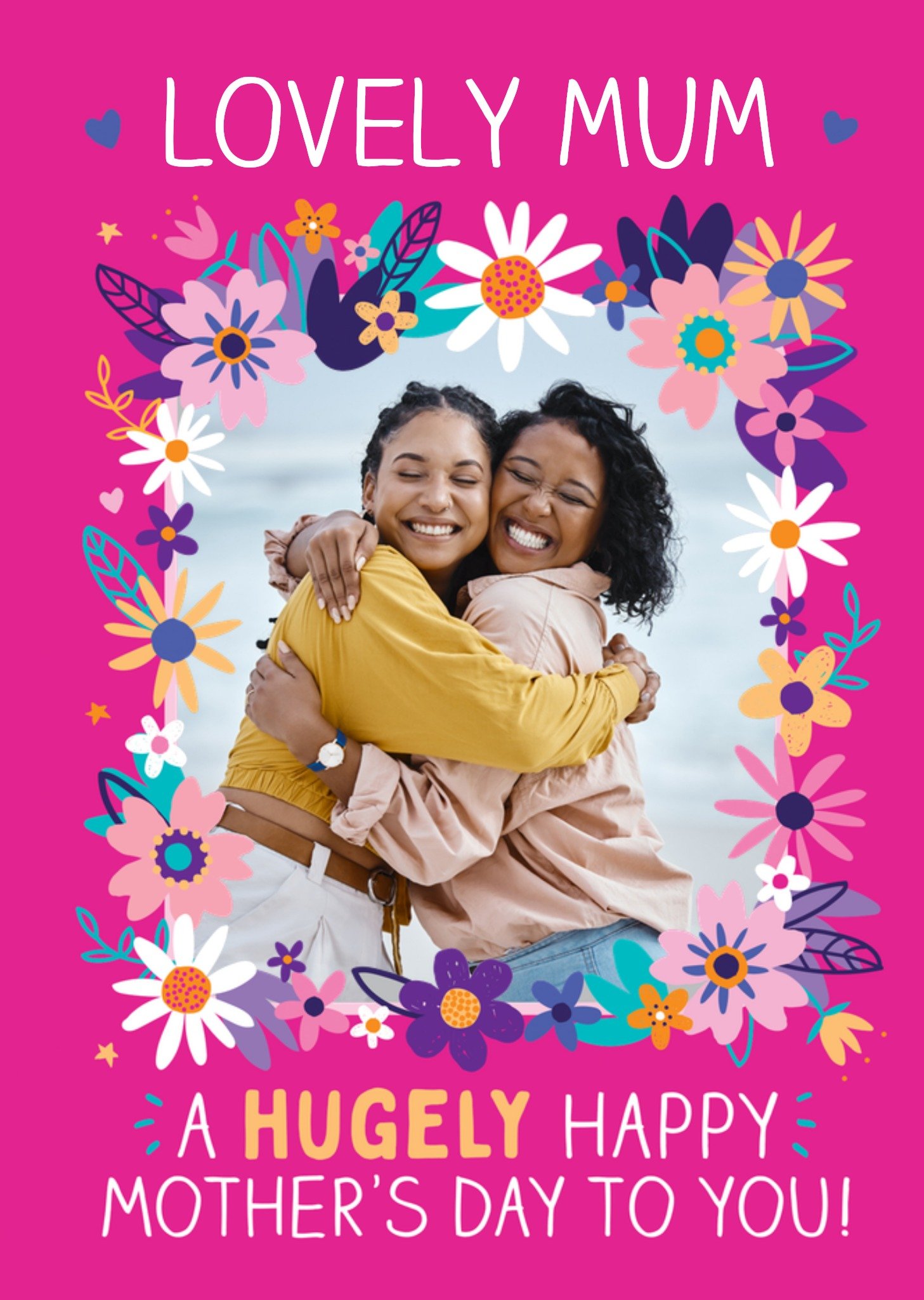 Moonpig Lovely Mum Floral Photo Upload Mother's Day Card