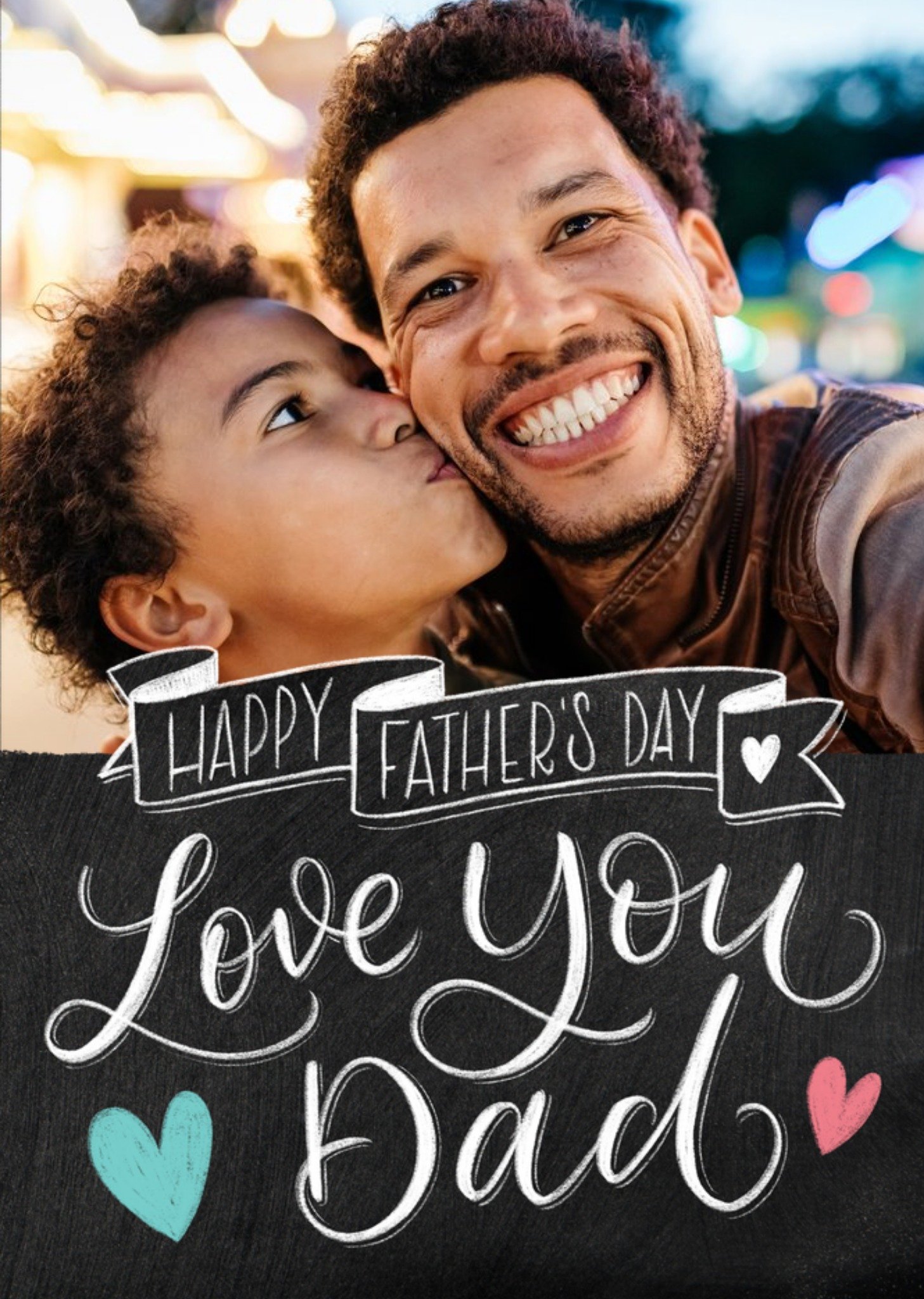 Moonpig Typographic I Love You Dad Photo Upload Father's Day Card