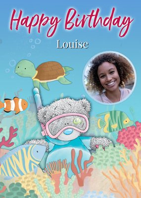 Under The Sea Snorkling Tatty Teddy Bubble Photo Upload Birthday Card