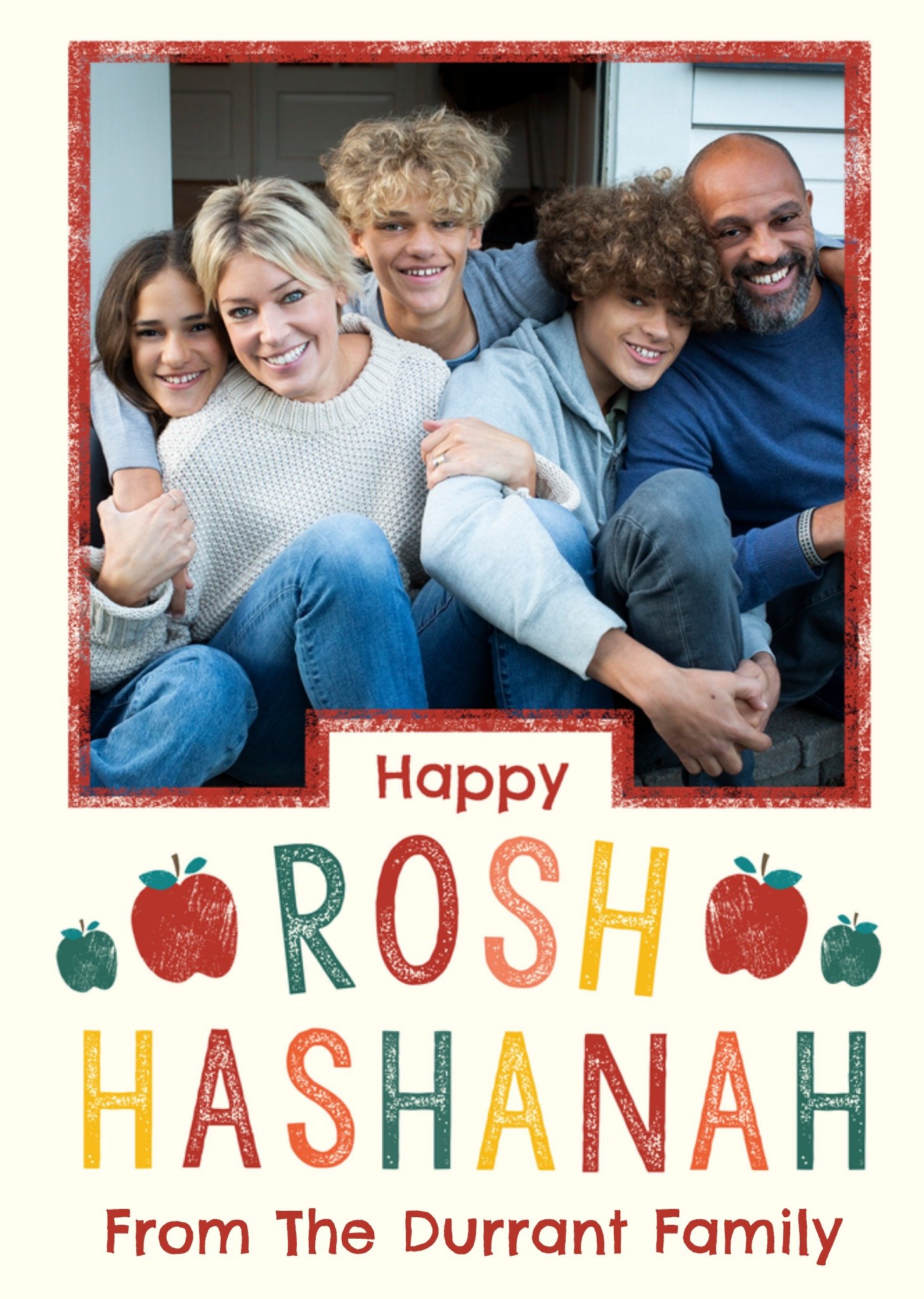Moonpig Print Textured Happy Rosh Hashanah Photo Upload Card From The Family