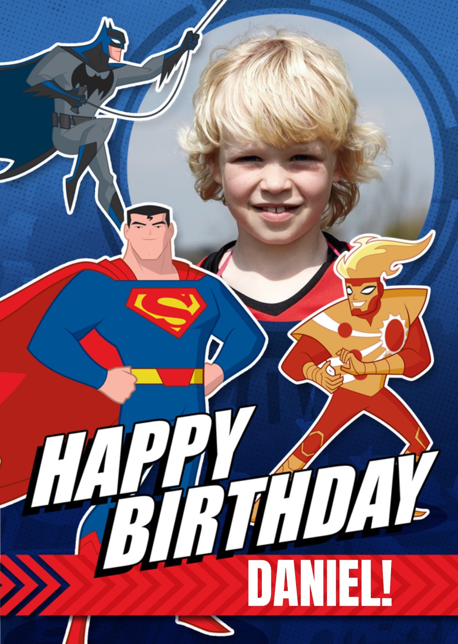 Batman Justice League Photo Upload Happy Birthday Card