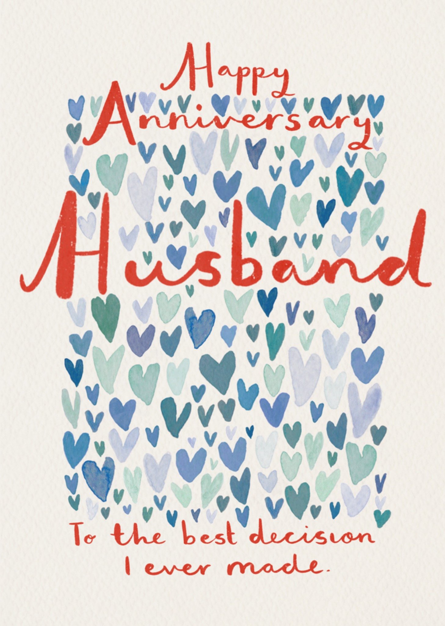 Moonpig Happy Anniversary Husband Watercolour Illustrated Card