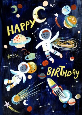 Eleanor Bowmer Happy Birthday Illustrated Space Scene Card