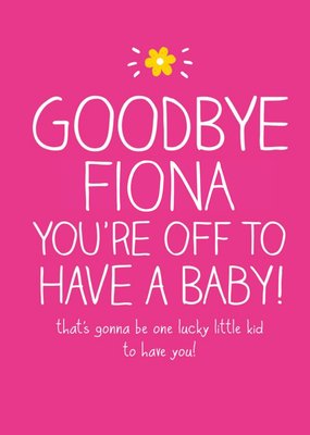 Pink And White Goodbye Personalised Maternity Leave Card