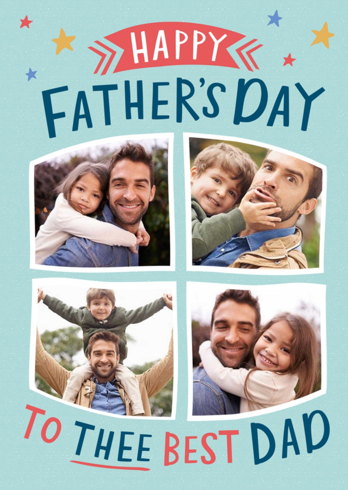 Moonpig Window Photo Frames With Fun Typography On A Blue Background Father's Day Photo Upload Card