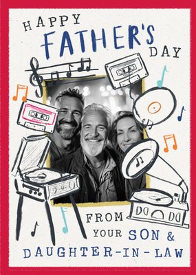 From Your Son And Daughter-In-Law Music Illustrated Photo Upload Father’s Day Card