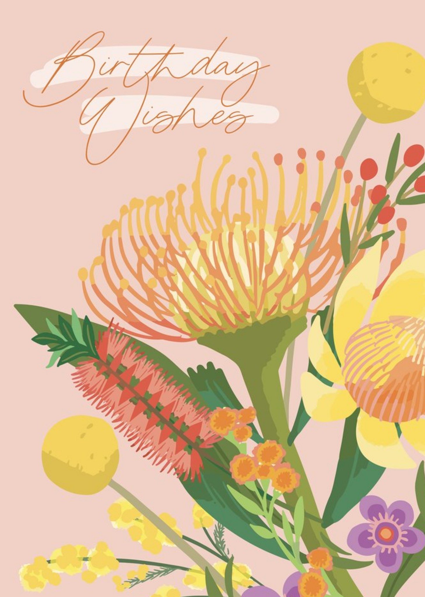 Moonpig Birthday Wishes Pink Floral Card