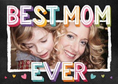Colourful Block Letters Best Mom Ever Photo Mother's Day Card