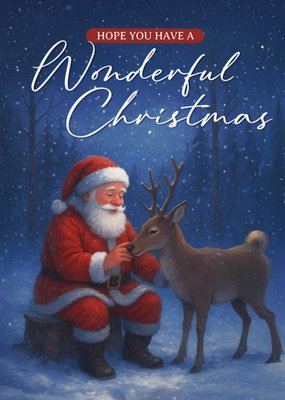 Hope You Have a Wonderful Christmas Santa and Reindeer Christmas Card
