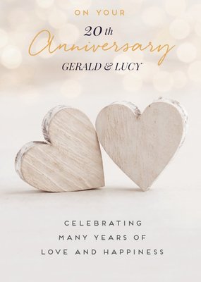 Pigment Wooden Hearts 20th Anniversary Card